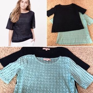 Bundle 2 LOFT Eyelet Tops XS